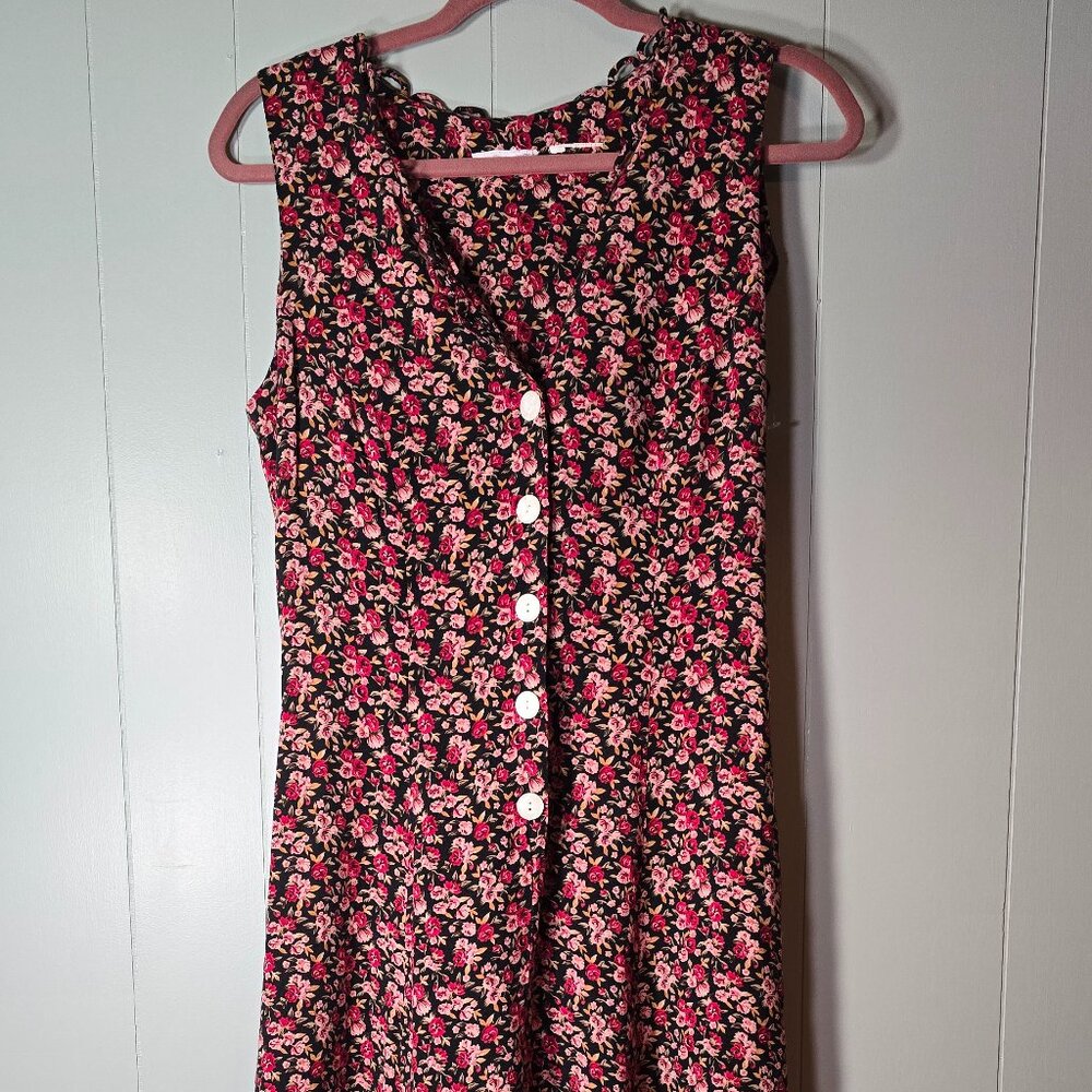 90s rose pattern long dress